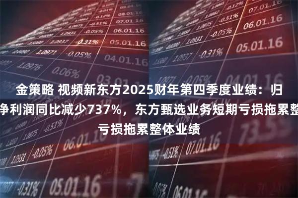 金策略 视频新东方2025财年第四季度业绩：归属公司净利润同比减少737%，东方甄选业务短期亏损拖累整体业绩