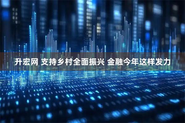 升宏网 支持乡村全面振兴 金融今年这样发力